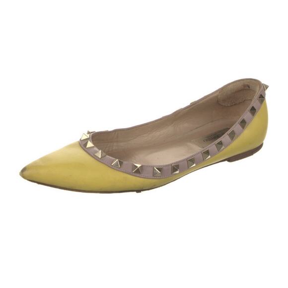 Authentic Valentino Garavani Rockstud Ballerina Yellow Flat Size EU 36 US 5.5 - Picture 7 of 8